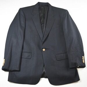 Vtg Y2K Bespoke 44R Black Soft Flannel‎ Mens Blazer Suit Jacket Sport Coat